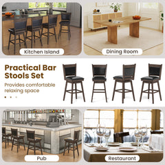 25/29 Inch Padded Bar Stools Set of 2 with Swivel Seat and Footrest