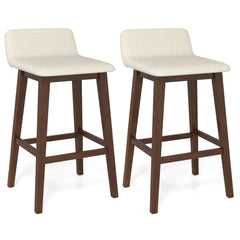 29 Inch Low-Back High-Top Chairs with Padded Seat and Rubber Wood Legs
