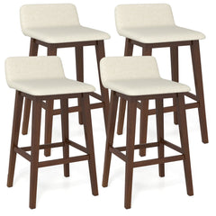 29 Inch Low-Back High-Top Chairs with Padded Seat and Rubber Wood Legs