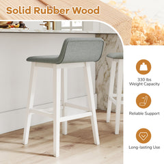 29 Inch Low-Back High-Top Chairs with Padded Seat and Rubber Wood Legs