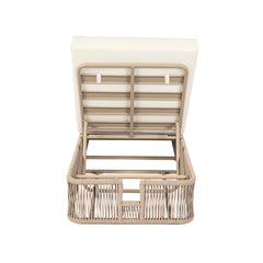 Beige and White Adjustable Sunlounge with Woven Rope Base