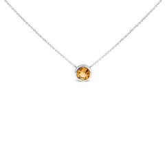 .925 Sterling Silver 7MM Bezel Set Created Purple Amethyst Pendant Necklace - 18" Inches
