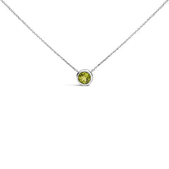 .925 Sterling Silver 7MM Bezel Set Created Purple Amethyst Pendant Necklace - 18" Inches