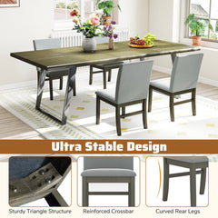 Upholstered Dining Chairs Set of 2 with Rubber Wood Legs and High Back-Gray