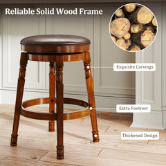 Set of 2 29-Inch Swivel Leather Padded Dining Bar Stools