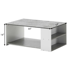 Coffee Table Sofa Side Table with Storage Shelves