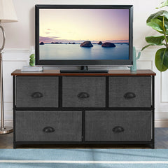 Wood Dresser Storage Unit Side Table Display Organizer-Gray