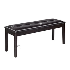 Upholstered Dining Room PU Bench Solid Wood Button Tufted