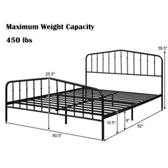 Queen Size Metal Bed Frame Slat Platform