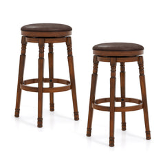 Set of 2 29-Inch Swivel Leather Padded Dining Bar Stools