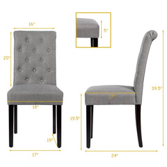 2 Pieces Tufted Dining Chair Set with Adjustable Anti-Slip Foot Pads
