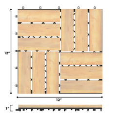 10 Pieces 12 x 12 Inch Acacia Wood Interlocking Check Deck Tiles