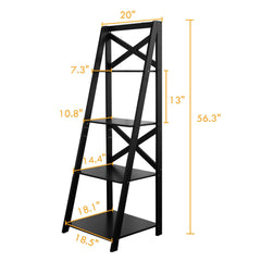 2 Pieces 4-Tier Wood Display Storage Bookshelf Set