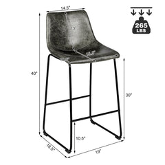 Set of 2 Bar Stool Faux Suede Upholstered Chairs