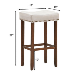 Set of 2 Nailhead Saddle Bar Stools 29 Inch Height