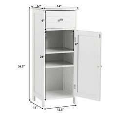 Wooden Bathroom Floor Storage Cabinet with Drawer and Shelf