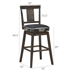 24 inch Swivel Upholstered Counter Height Bar Chair with Rubber Wood Legs