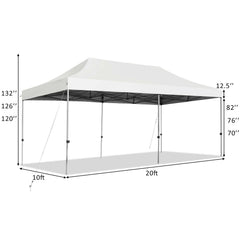10 x 20 Feet Adjustable Folding Heavy Duty Sun Shelter with Carrying Bag-White