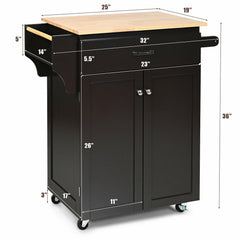 Utility Rolling Storage Cabinet Kitchen Island Cart with Spice Rack