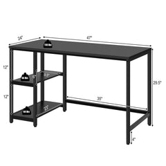 47 Inch Computer Desk Office Study Table Workstation Home with Adjustable Shelf Black