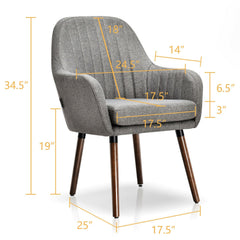 Set of 2 Fabric Upholstered Accent Chairs with Wooden Legs