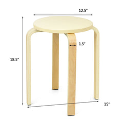 Set of 4 Bentwood Round Stool Stackable Dining Chairs with Padded Seat