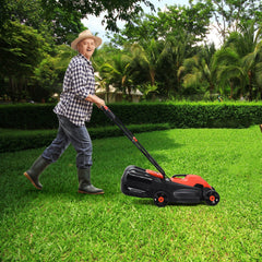 13 Inch Electric Push Lawn Corded Mower with Grass Bag-Red