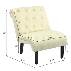 Cotton Linen Fabric Armless Accent Chair with Adjustable Foot Pads