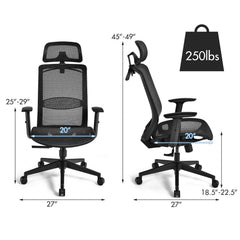 Height Adjustable Ergonomic High Back Mesh Office Chair with Hange