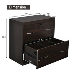 2-Drawer File Cabinet with Lock Hinging Bar Letter and Legal Size