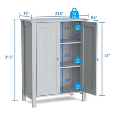 2-Door Bathroom Floor Storage Cabinet Space Saver Organizer