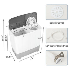 2-in-1 Portable 22lbs Capacity Washing Machine with Timer Control
