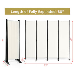 4-Panel Room Divider with Steel Frame-White