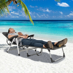 Beach Folding Chaise Lounge Recliner with 7 Adjustable Position
