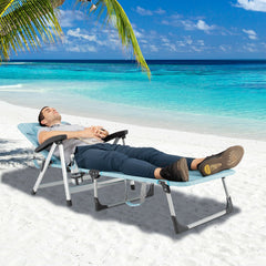 Beach Folding Chaise Lounge Recliner with 7 Adjustable Position