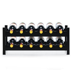 2-Tier 12 Bottles Bamboo Storage Shelf Wine Rack