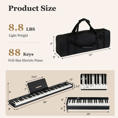 88-Key Folding Electric Lighted Piano Full-Size Portable Keyboard MIDI