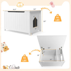 Wooden Cat Litter Box Enclosure with Top Opening Side Table Furniture