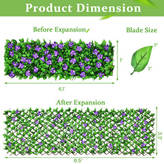 4 Pieces Expandable Faux Ivy Privacy Screen Fence Panel Pack with Flower