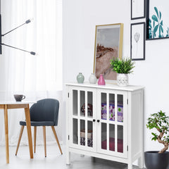 Glass Door Sideboard Console Storage Buffet Cabinet