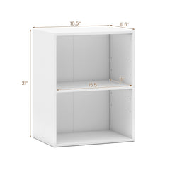 2-Cube Bookcase Set of 2 Floor Standing Open Bookshelf w/ 5-Position Adjustable Shelf
