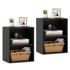 2-Cube Bookcase Set of 2 Floor Standing Open Bookshelf w/ 5-Position Adjustable Shelf