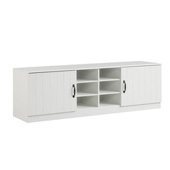 2-Door Shoe Bench Storage Cabinet with Adjustable Shelves