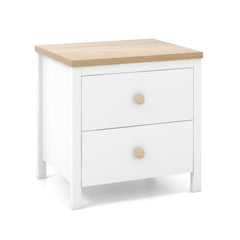 2-Drawer Nightstand with Rubber Wood Legs