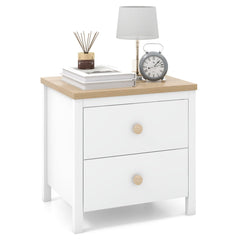 2-Drawer Nightstand with Rubber Wood Legs