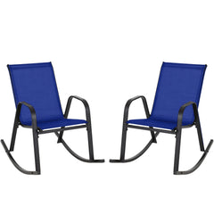 Set of 2 Metal Patio Rocking Chair with Breathable Seat Fabric