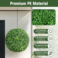 2 Pieces 19 Inch Artificial Topiary Balls Faux Boxwood Ball Plants