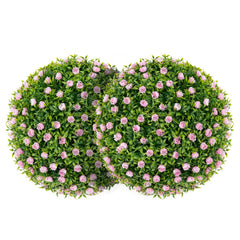 2 PCS Artificial Plant Topiary Balls 17.5 Inch Faux Decorative Balls with Pink Flowers
