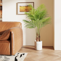 2 Pack 4.2 Feet Tall Artificial Palm Paradise Plant Large Fake Potted Tree-Green