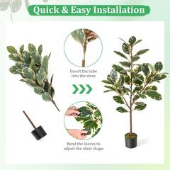 2 Pack 4.3 Feet Tall Artificial Bird of Paradise Plant Fake Banana Leaf-Green